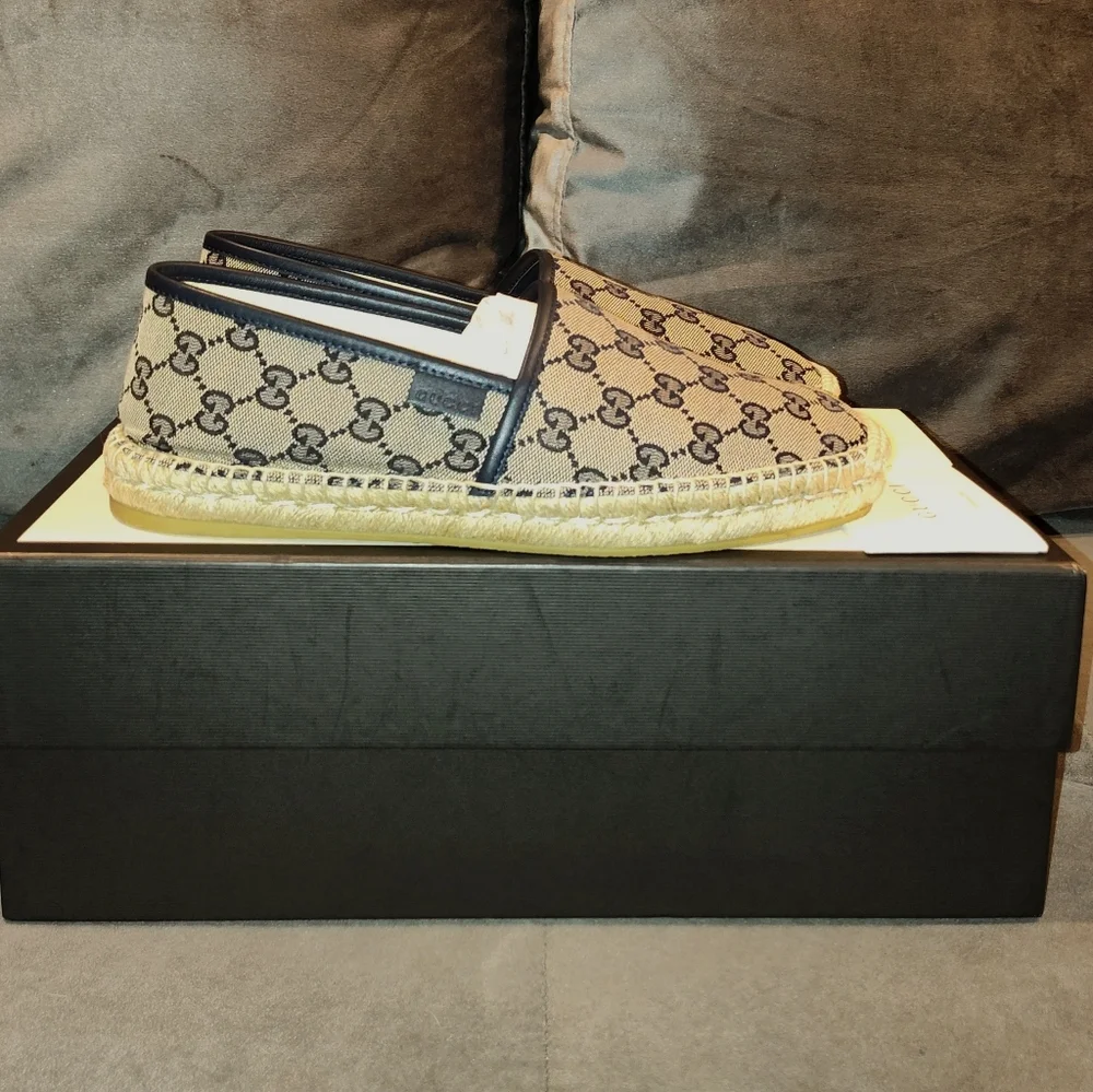 EUC GUCCI MEN'S GG CANVAS ESPADRILLES SIZE 7